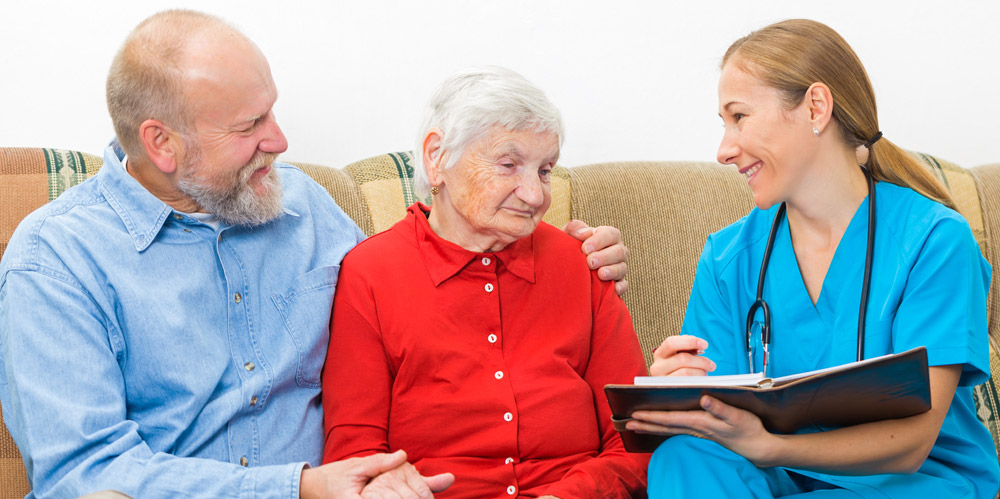 Elderly couple asks questions